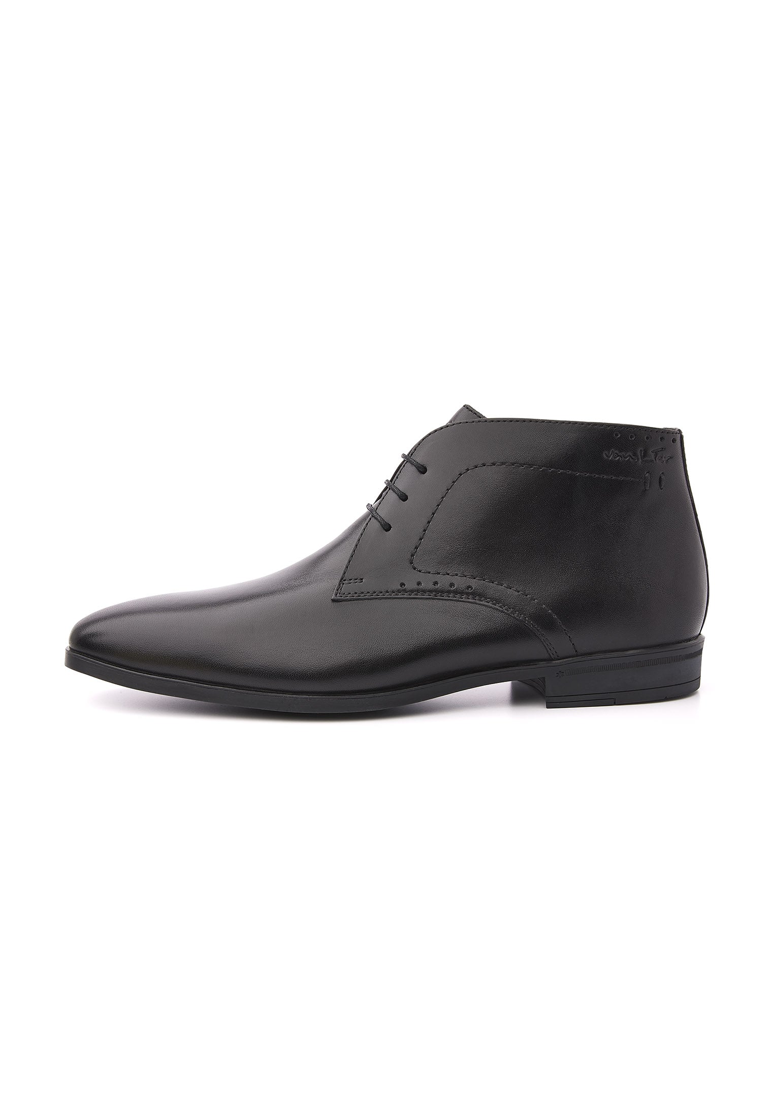 Zwart gladleren Portofino halfhoge veterschoen