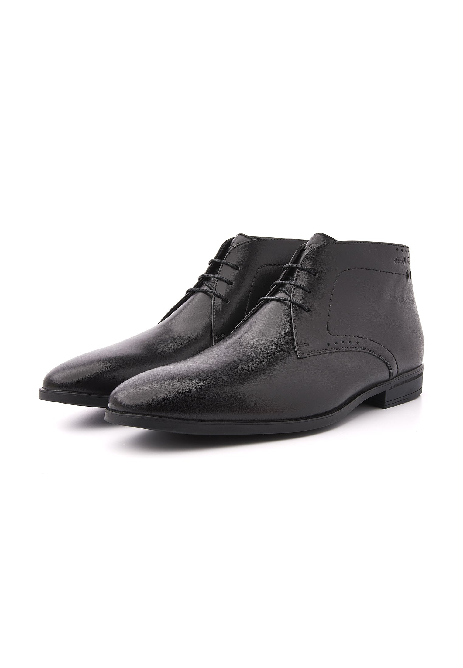Zwart gladleren Portofino halfhoge veterschoen