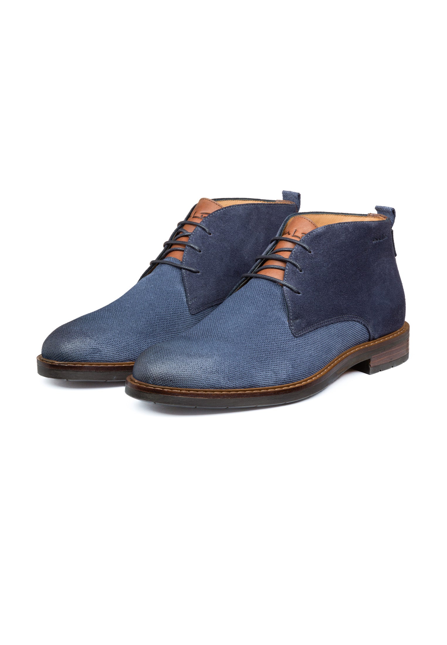 blauwe suède Boston loafer