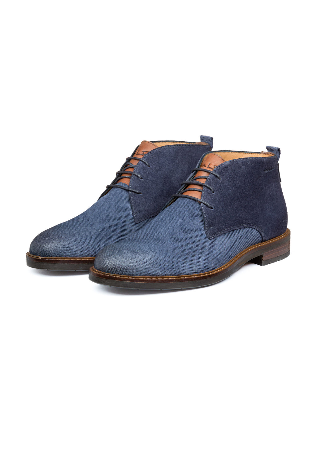 blauwe suède Boston loafer