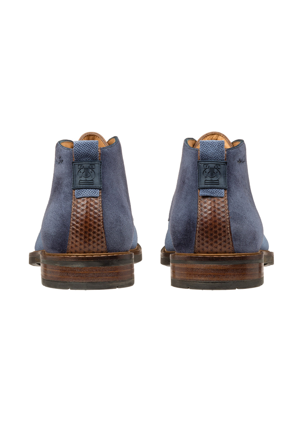blauwe suède Boston loafer
