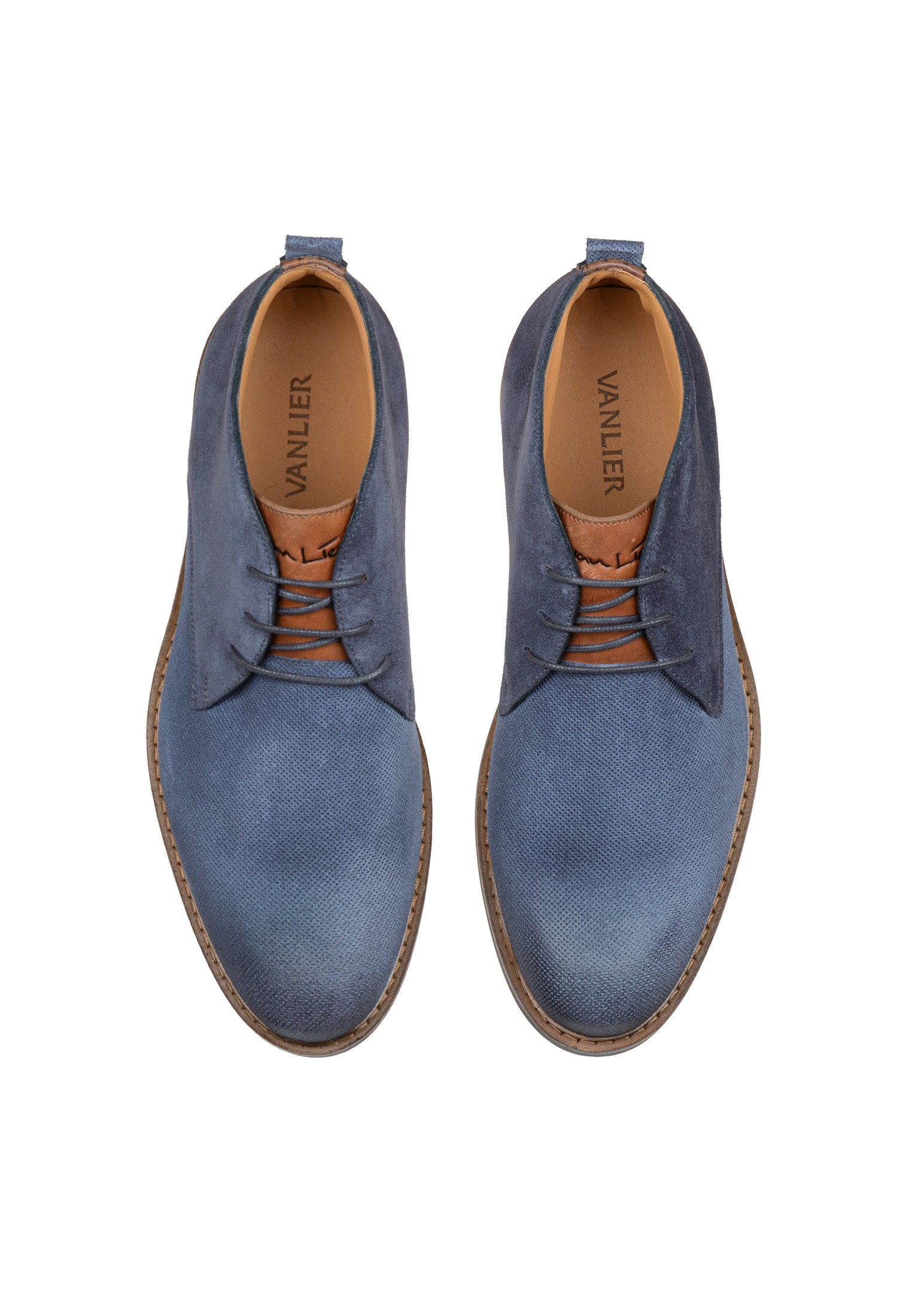 blauwe suède Boston loafer