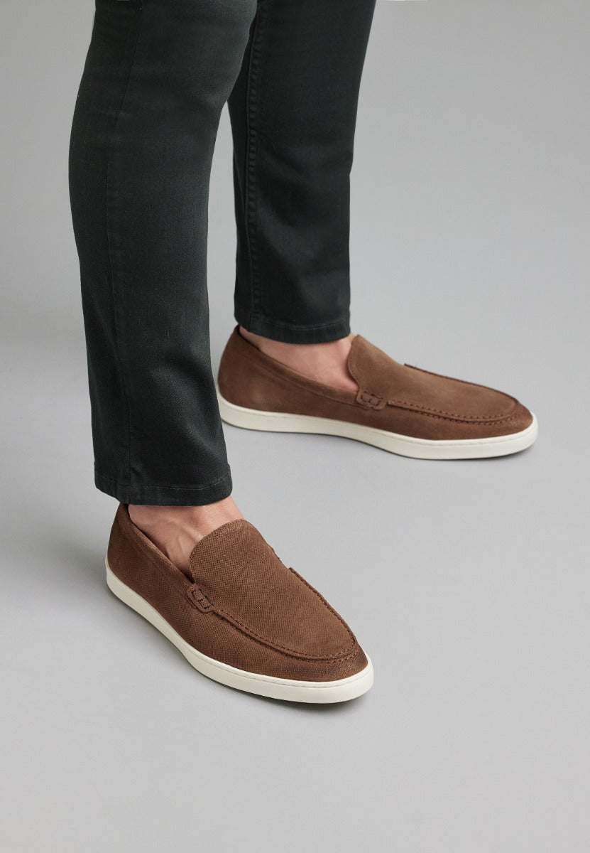 Hellbrauner Lugano Loafer aus Wildleder