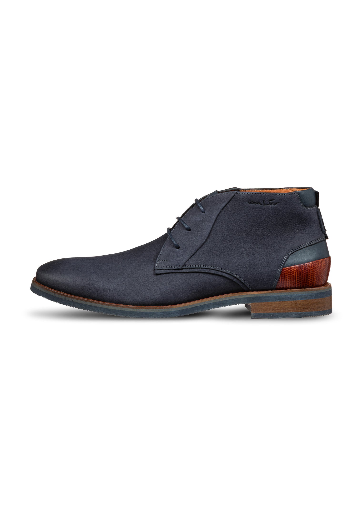 Navy blauw nubuck Amalfi halfhoge veterschoen