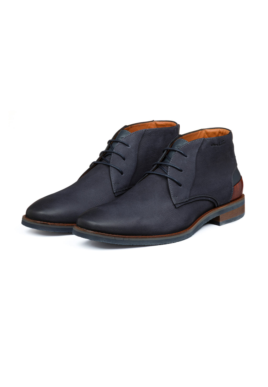 Navy blauw nubuck Amalfi halfhoge veterschoen