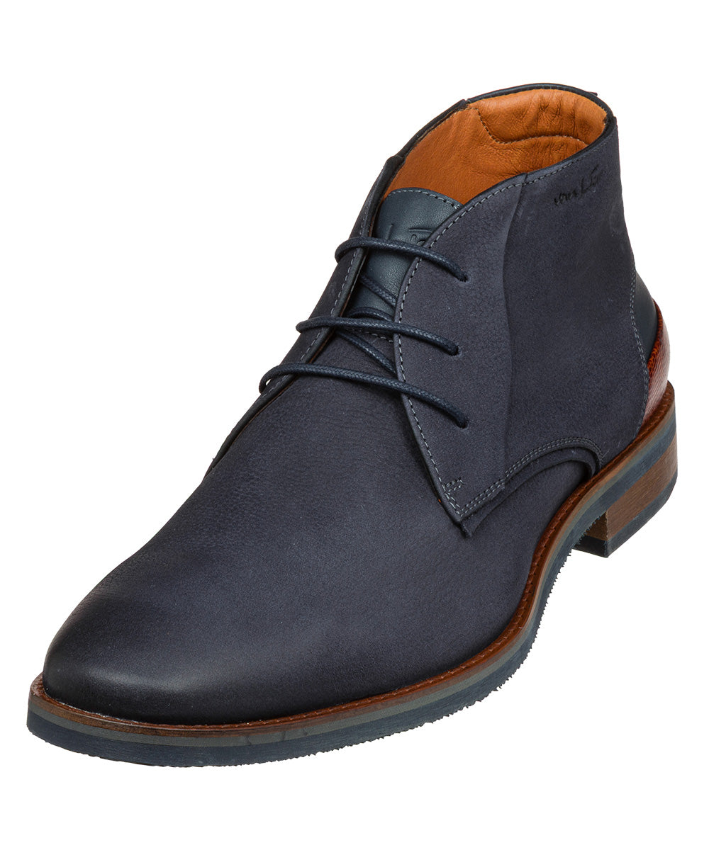Navy blauw nubuck Amalfi halfhoge veterschoen