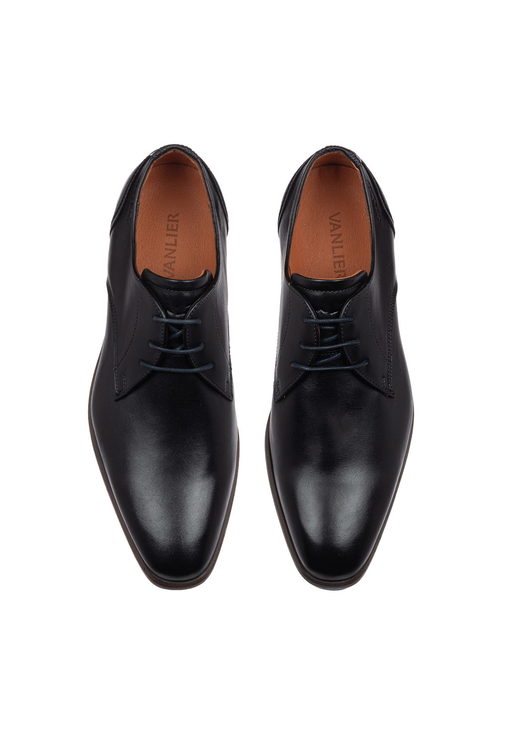 Zwart gladleren Erasmo veterschoen