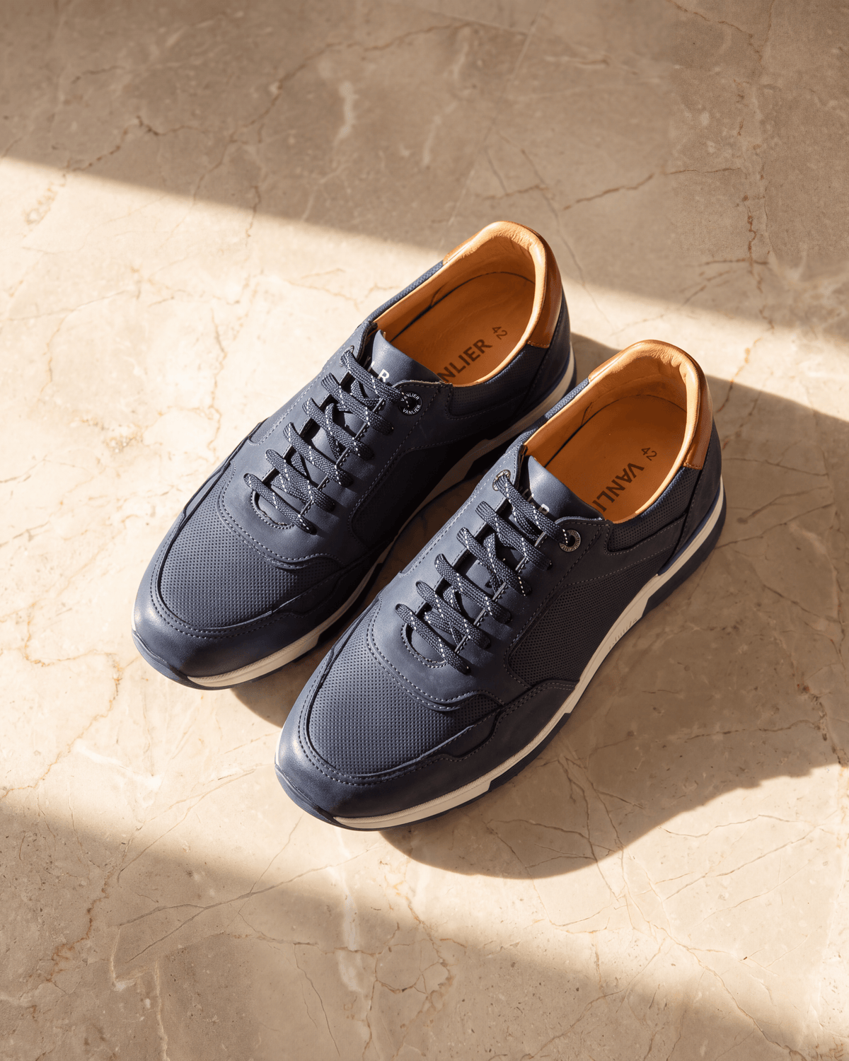Navy blauw nubuck Positano sneaker – het paar