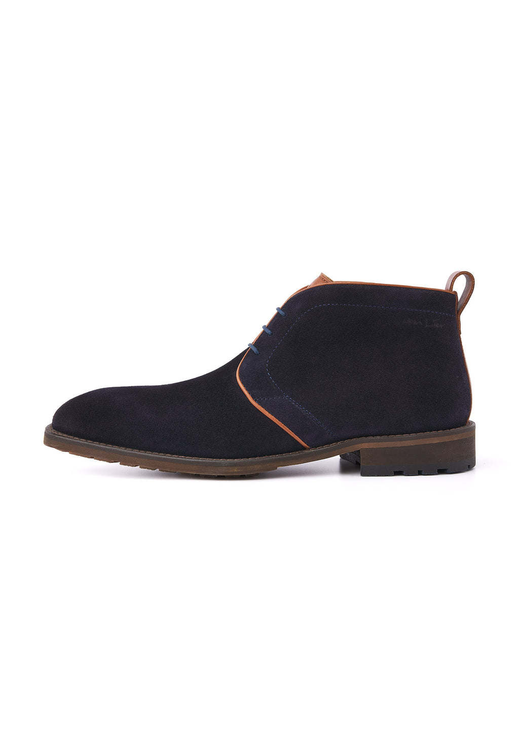 Navy blauw suède Montana halfhoge veterschoen