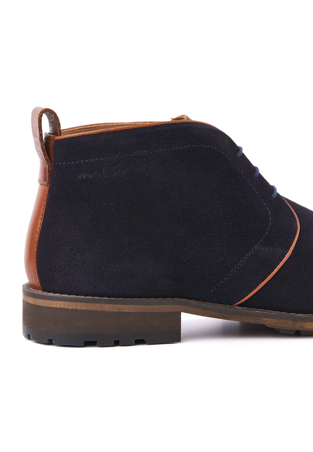 Navy blauw suède Montana halfhoge veterschoen