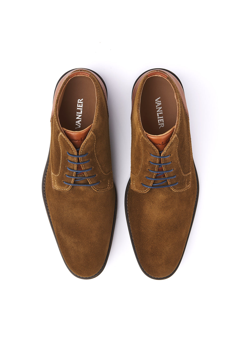 Roest cognac suède Montana halfhoge veterschoen