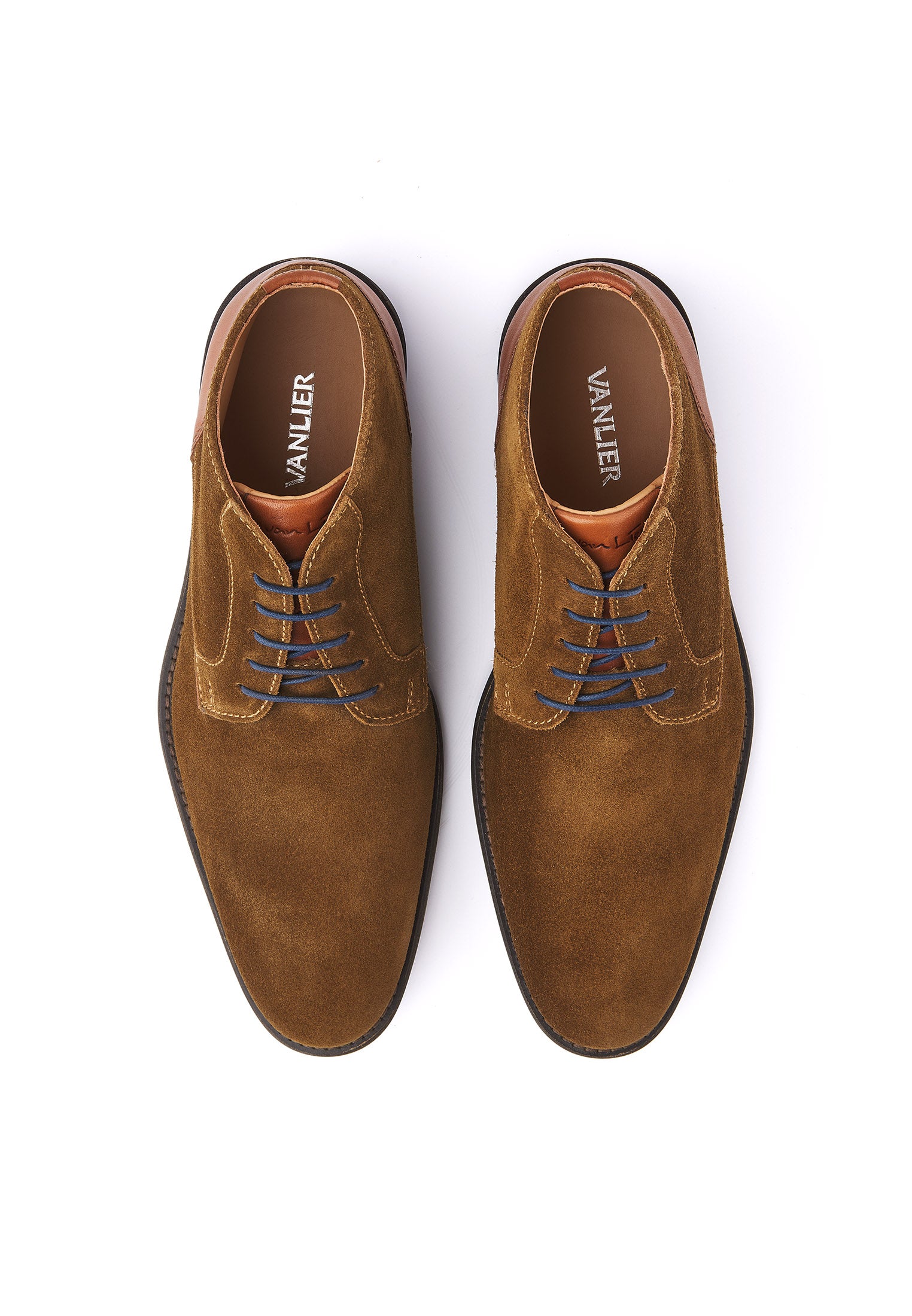 Roest cognac suède Montana halfhoge veterschoen