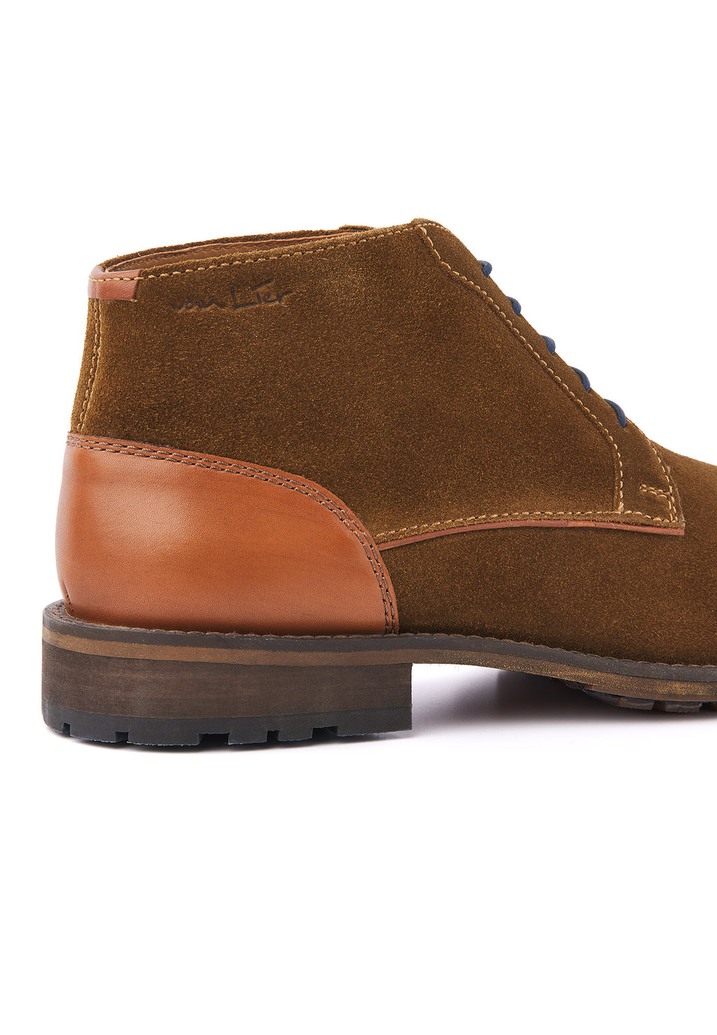 Roest cognac suède Montana halfhoge veterschoen