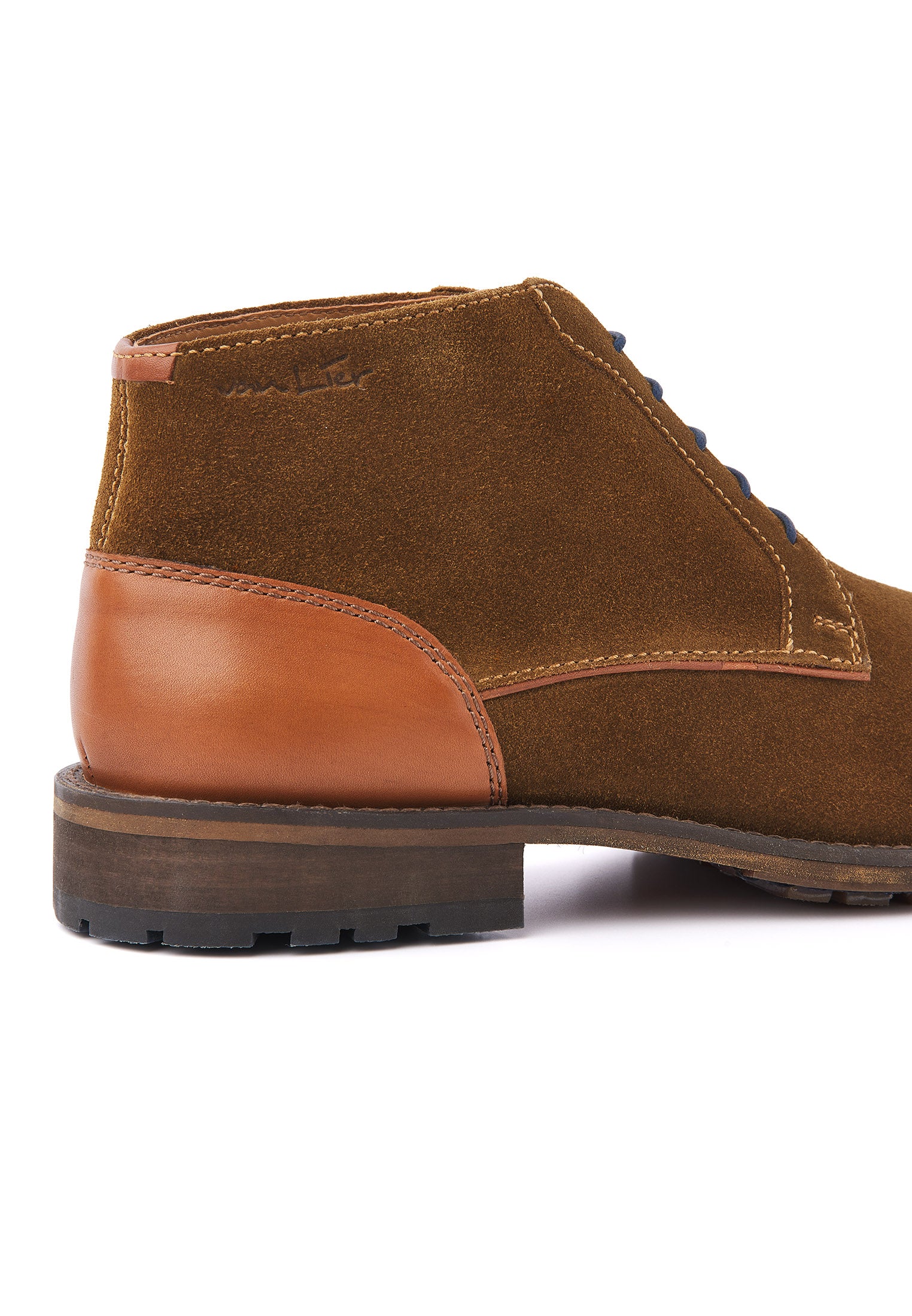 Roest cognac suède Montana halfhoge veterschoen