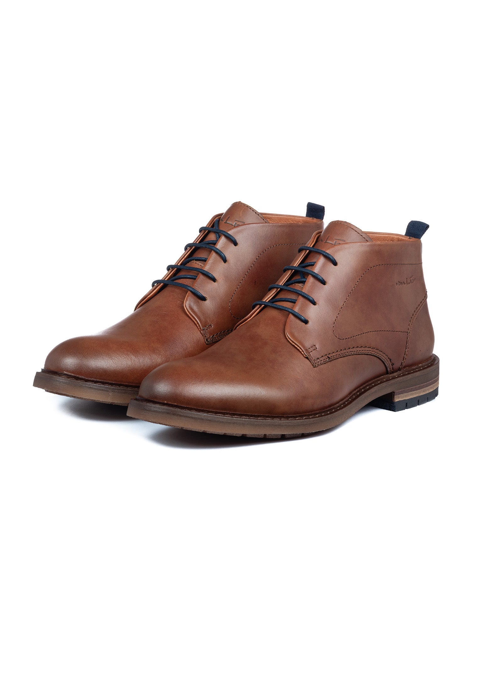 Cognac gladleren Dino Boot
