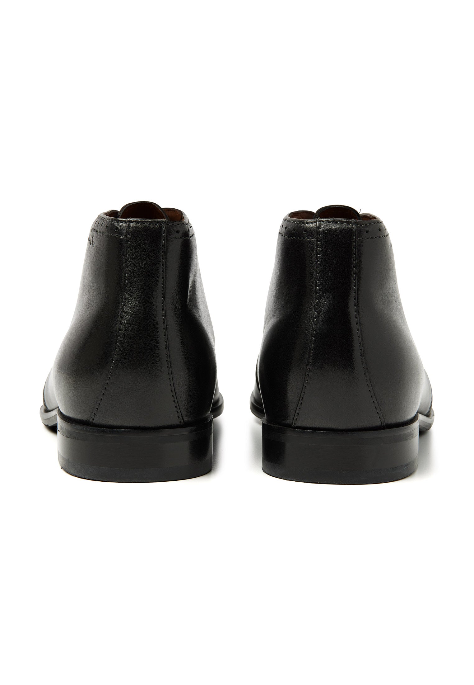 Zwart gladleren met rubberen zool Rhodes halfhoge veterschoen