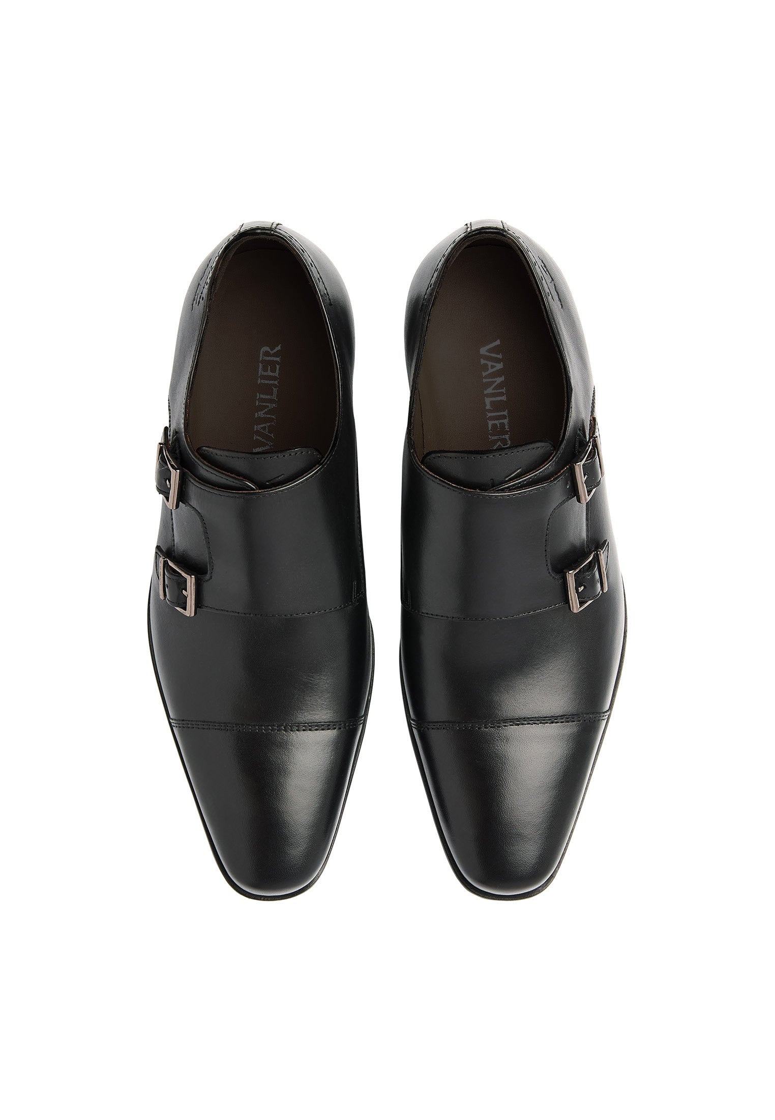 Schwarzer Glattleder-Rhodes-Schnallenschuh