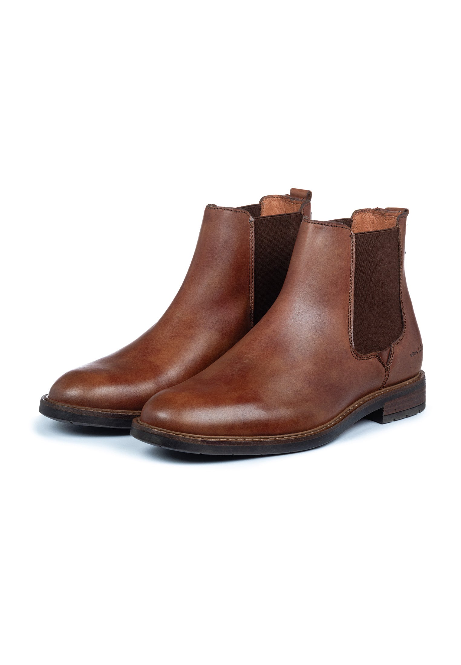 Cognac gladleren Boston boot