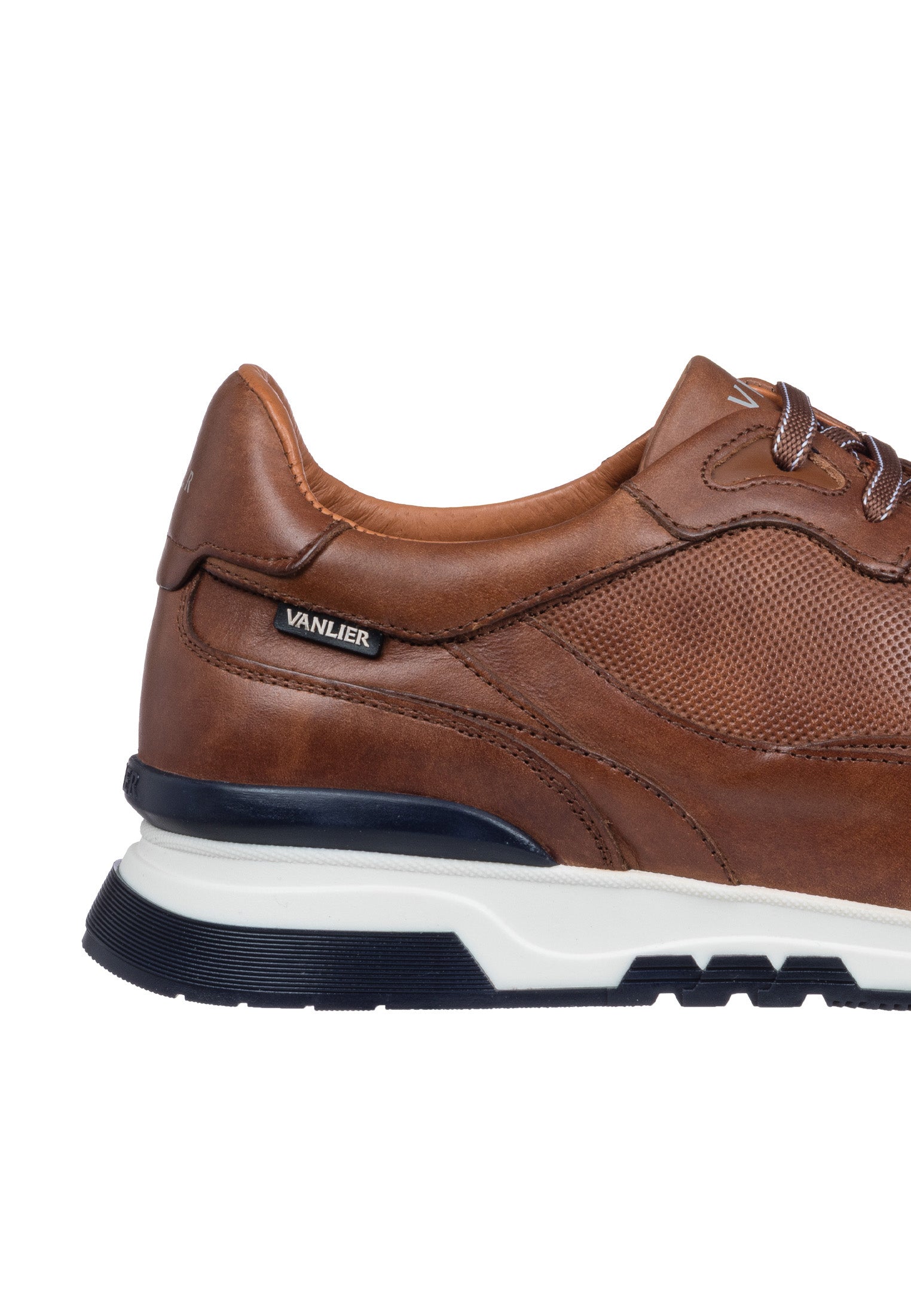 Cognac gladleren Romeo sneaker