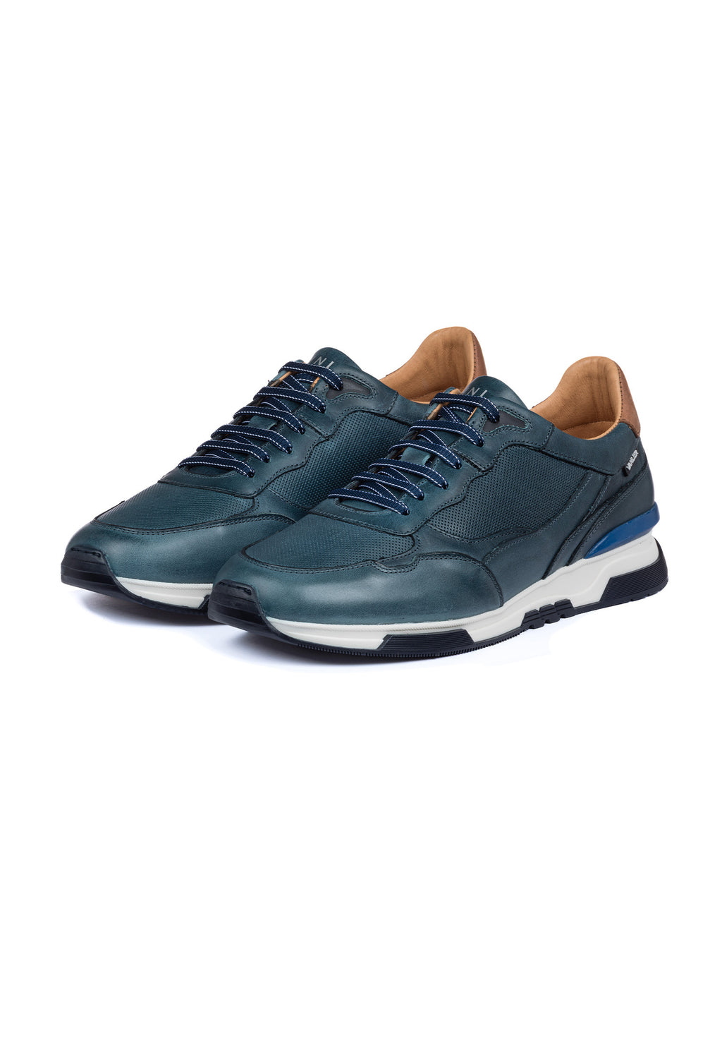 Navy blauw gladleren Romeo sneaker