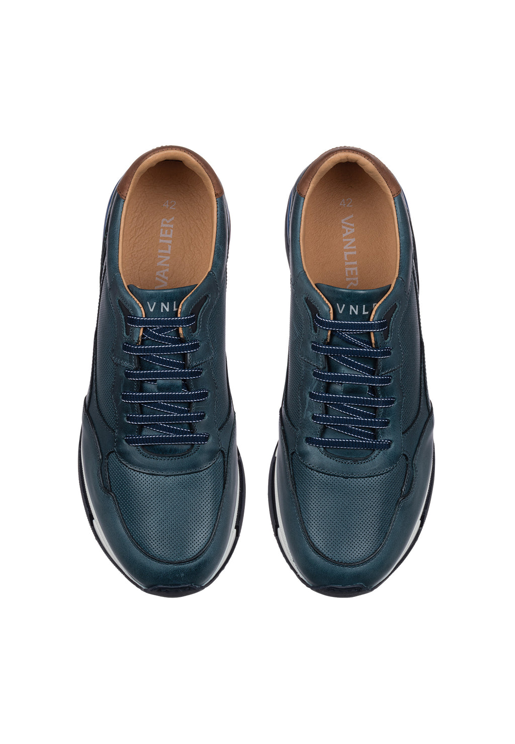 Navy blauw gladleren Romeo sneaker