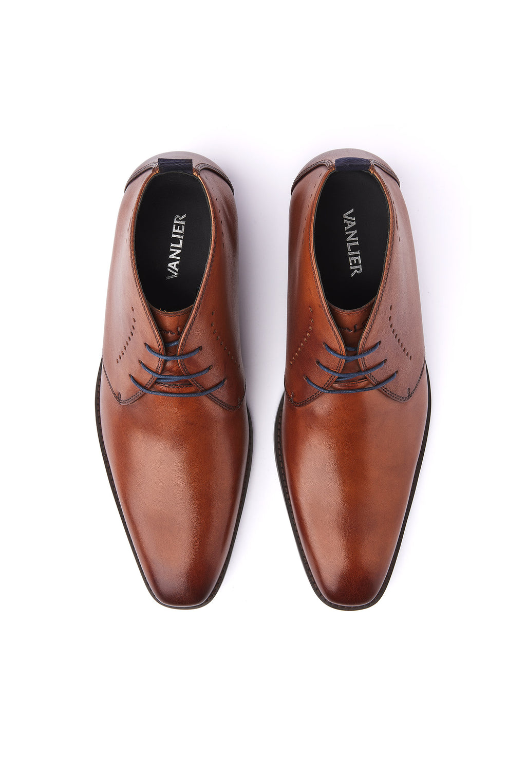 Cognac gladleren Bregenz halfhoge veterschoen