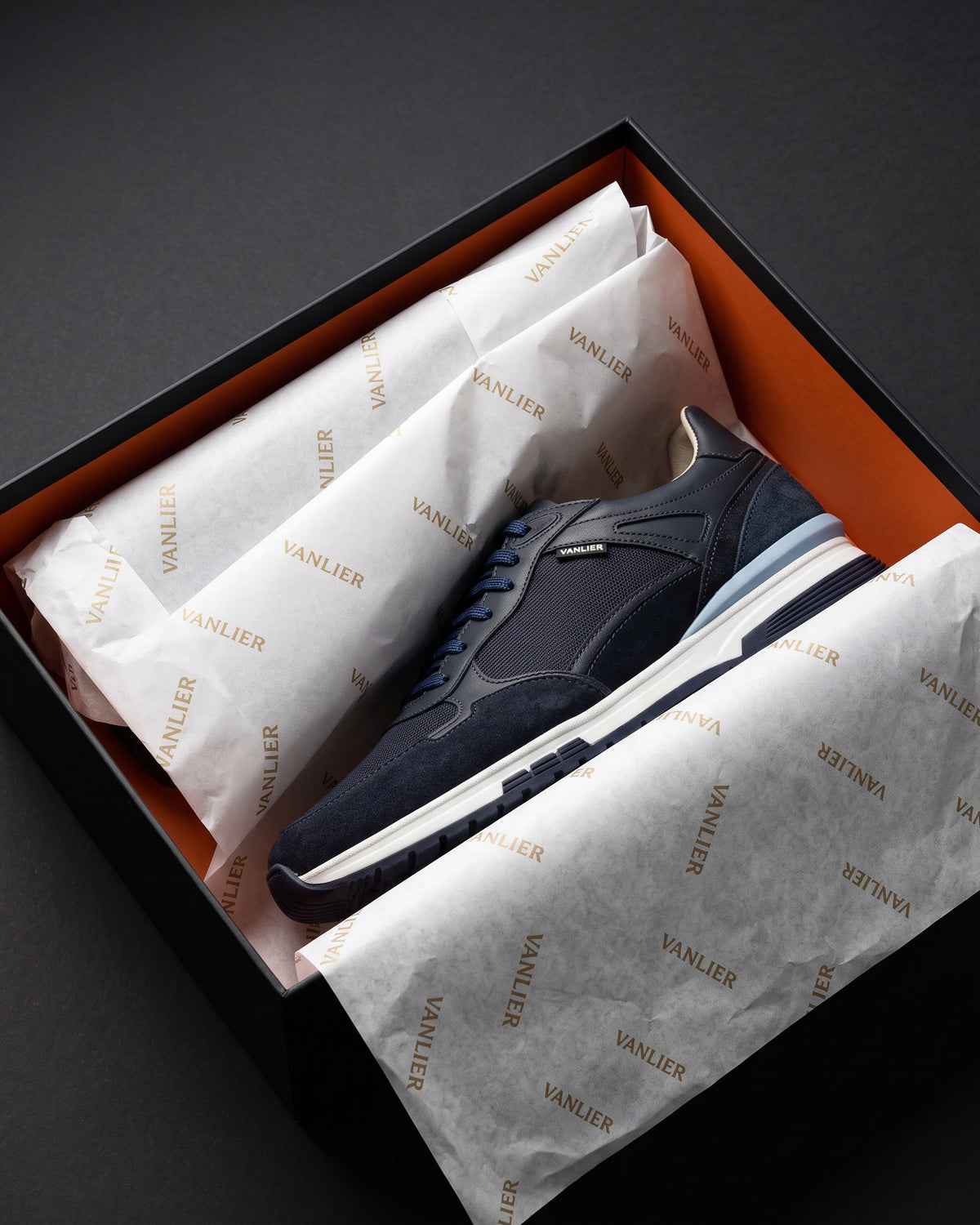 Blauw nubuck Veneto sneaker – in de doos met vloeipapier