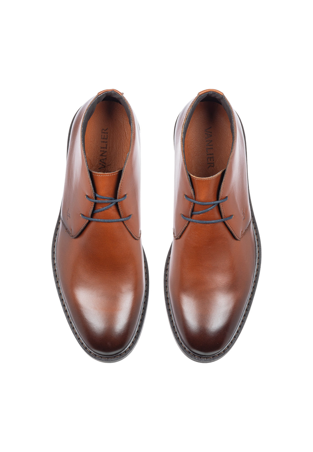 Cognac gladleren Boston boot