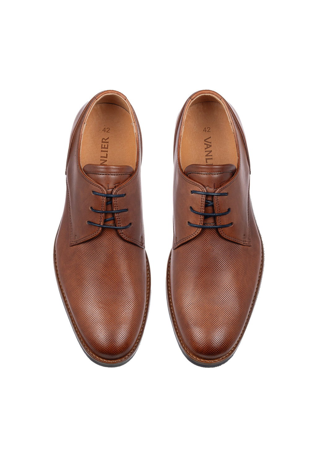 Licht cognac gladleren Sabinus veterschoen