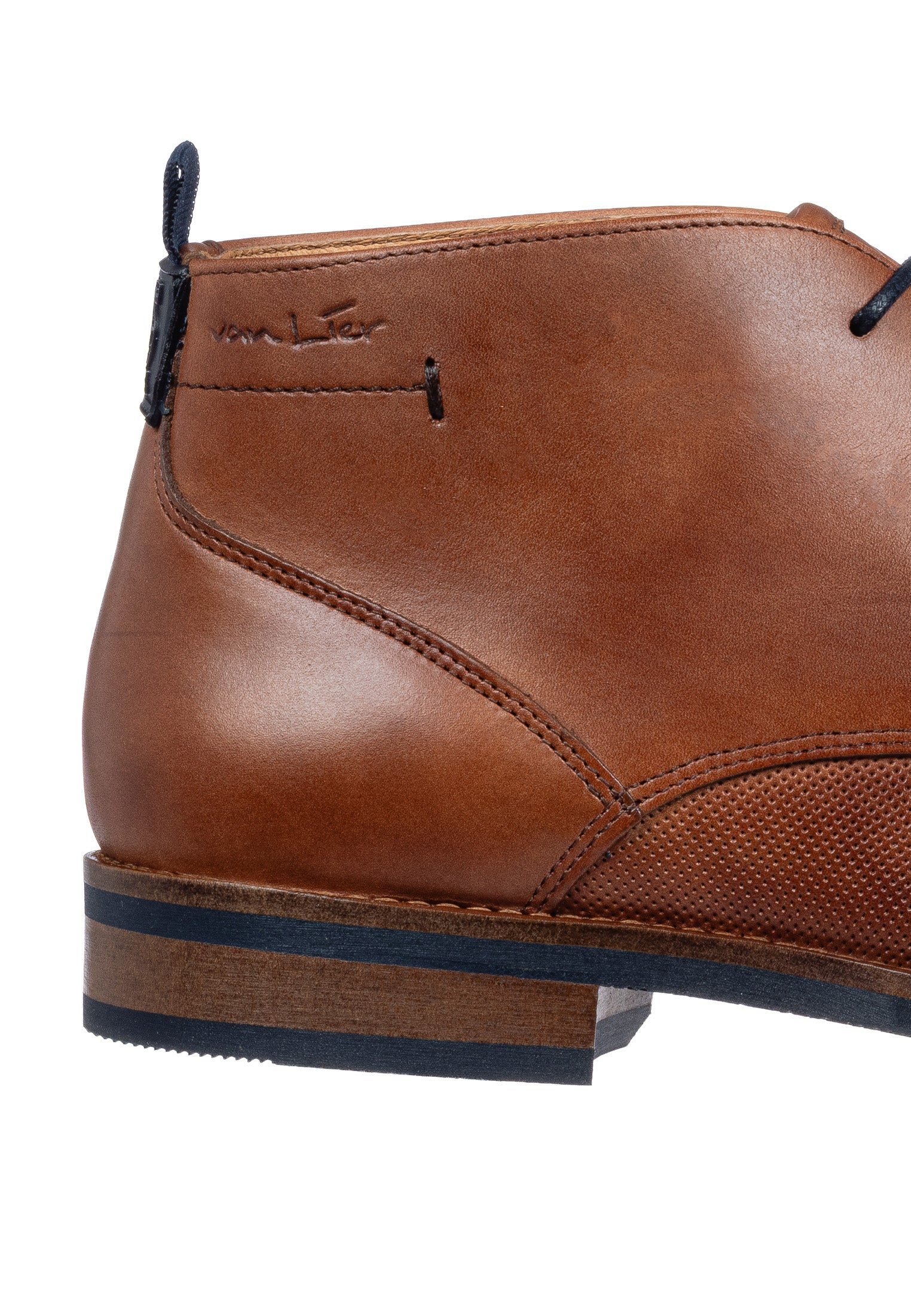 Licht cognac gladleren Sabinus halfhoge veterschoen