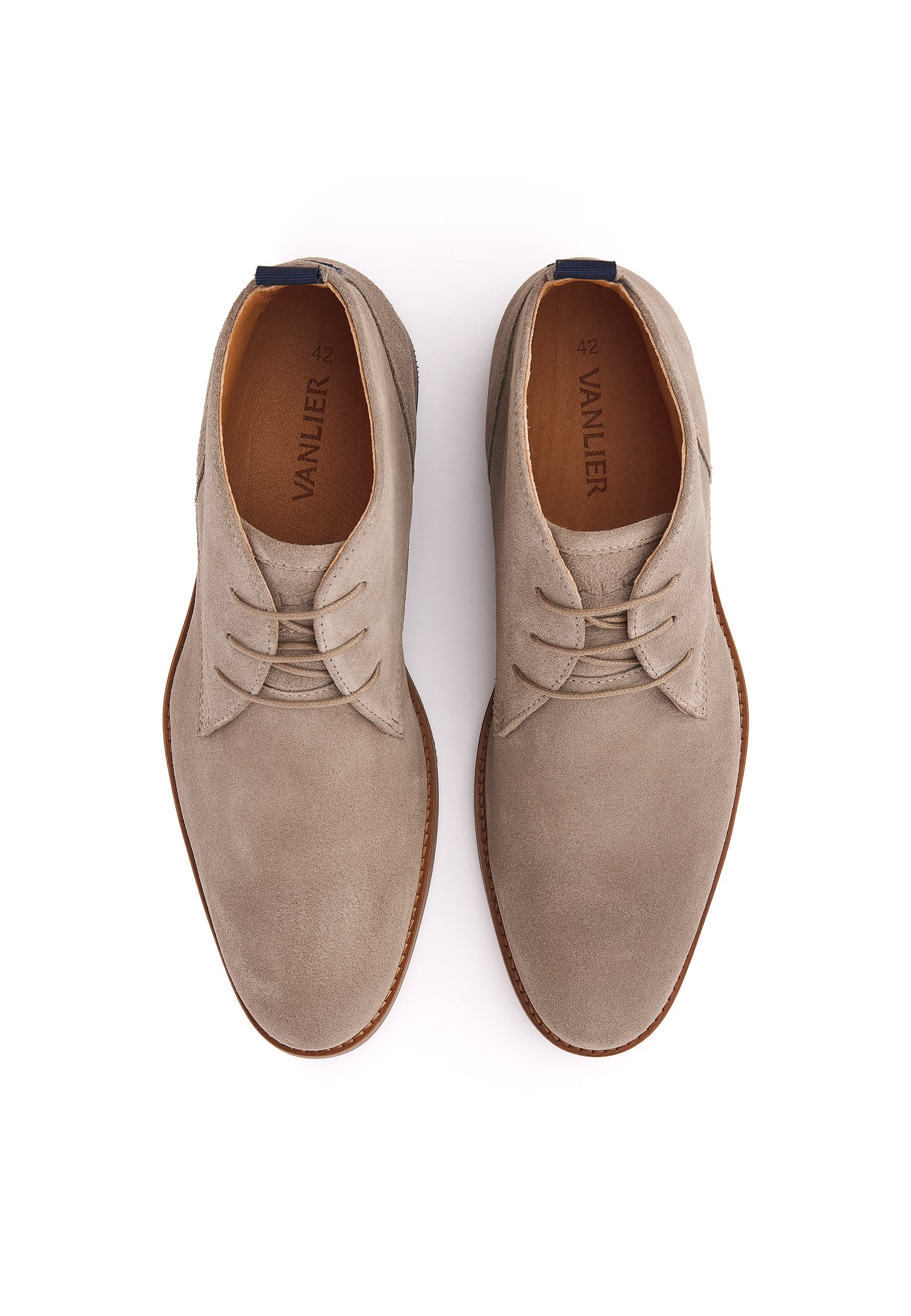 Taupe suède Sabinus halfhoge veterschoen