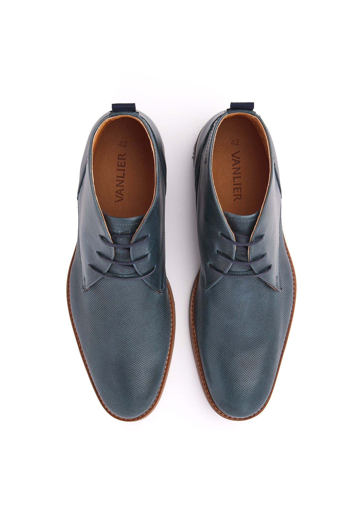 Navy blauw gladleren Sabinus halfhoge veterschoen