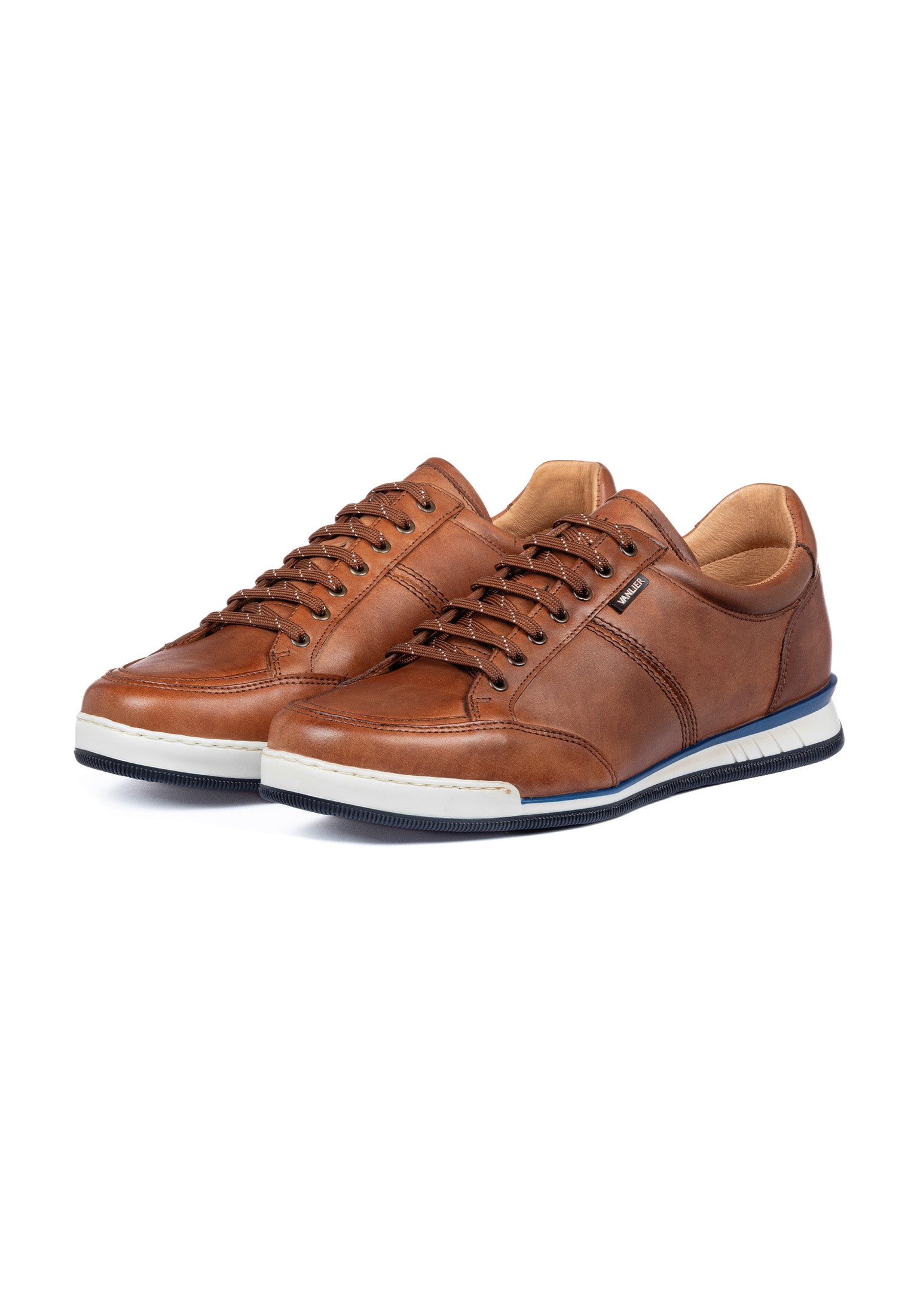 Cognac gladleren Magnus sneaker