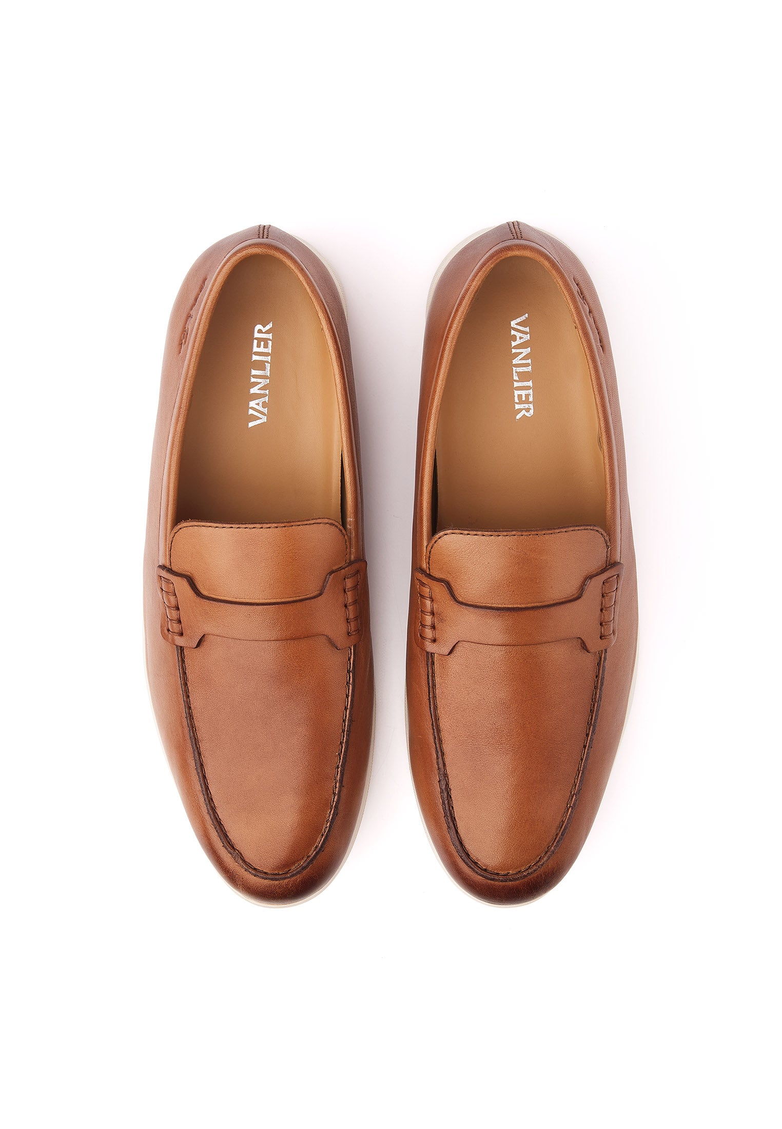 Cognac gladleren Riva loafer