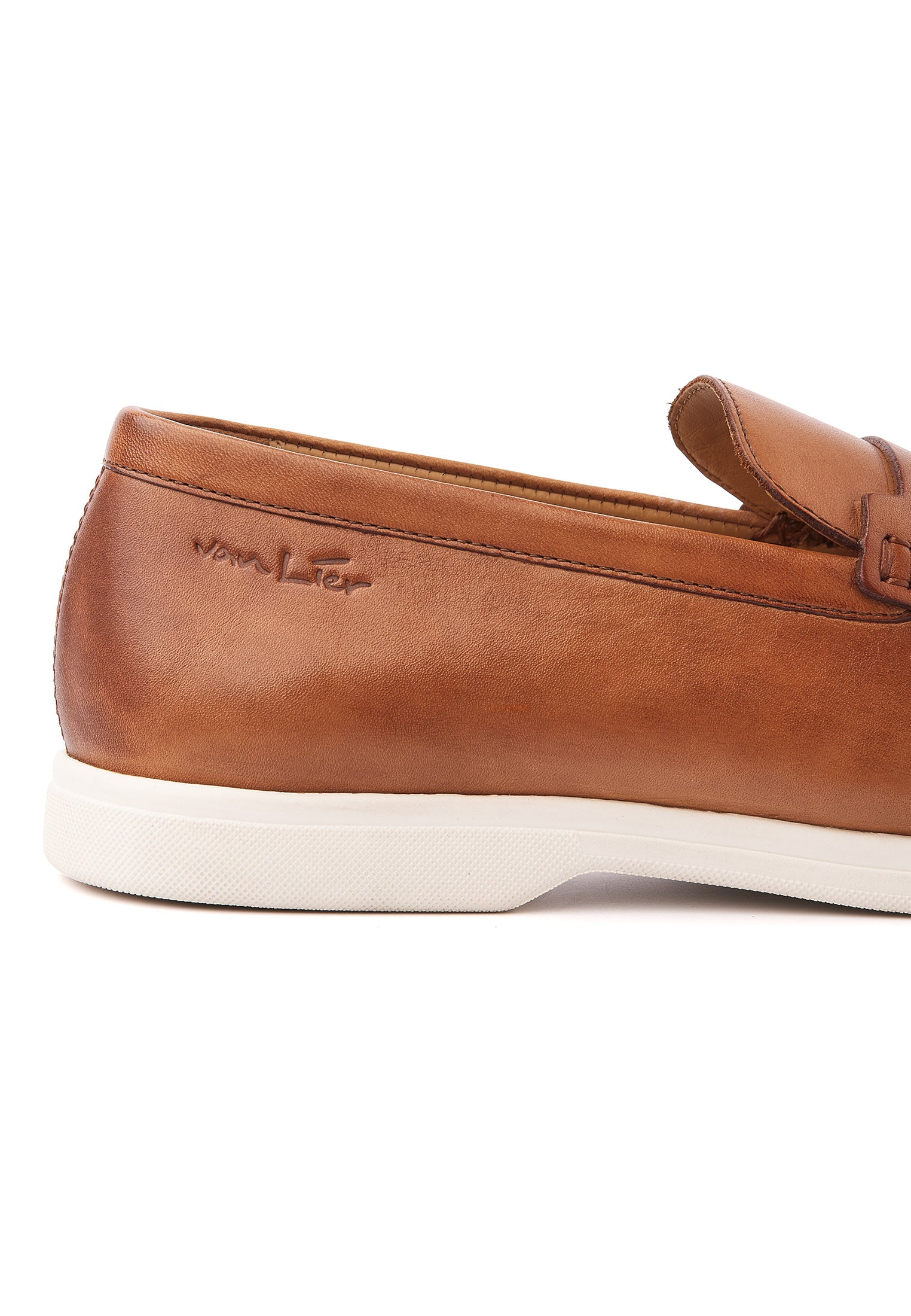 Cognac gladleren Riva loafer
