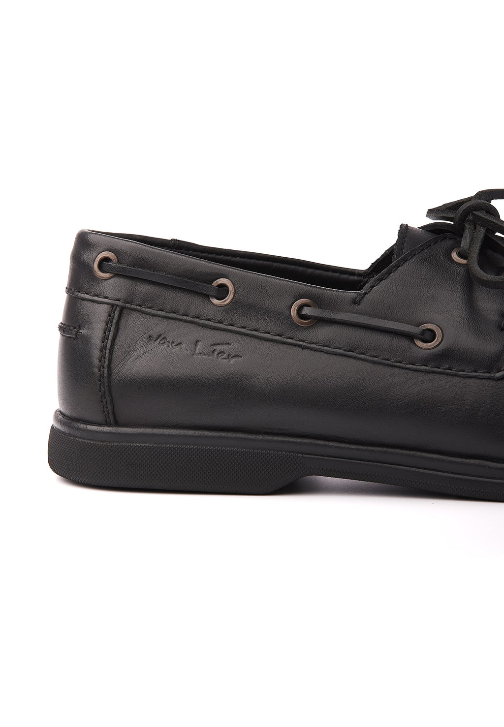 Zwart gladleren Riva bootschoen