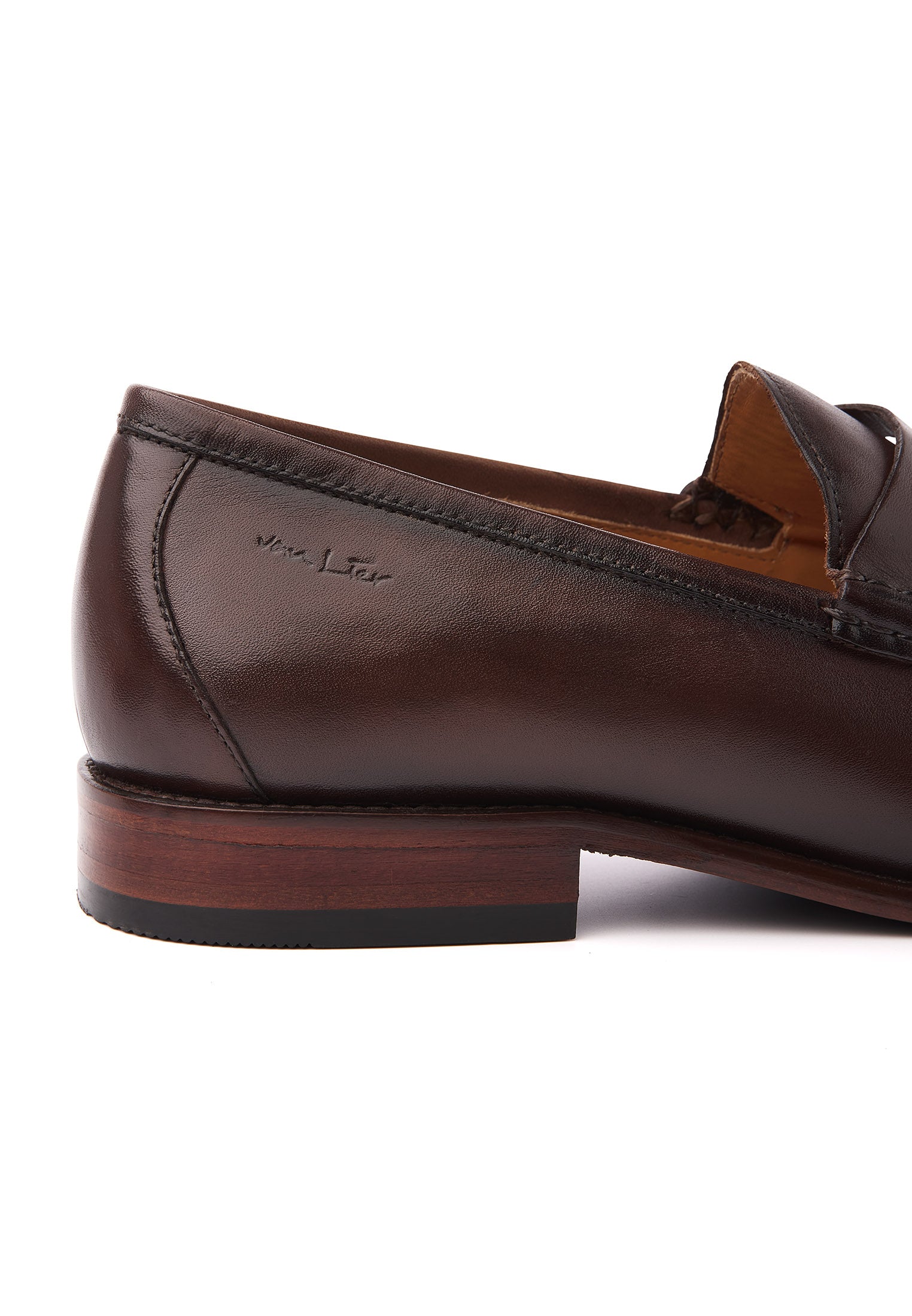 Bruin gladleren Cambridge Penny loafer