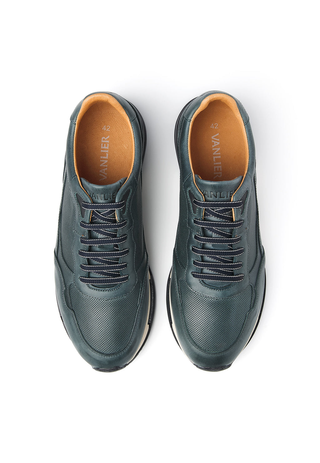 Blauw gladleren Romeo sneaker