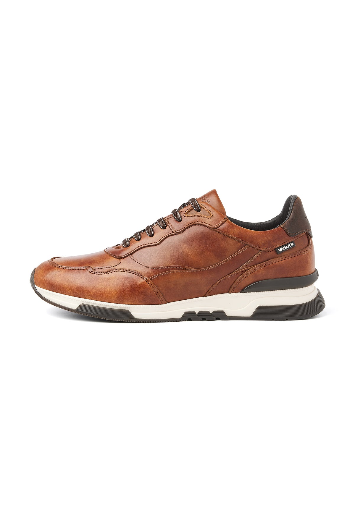 Cognac gladleren Romeo sneaker