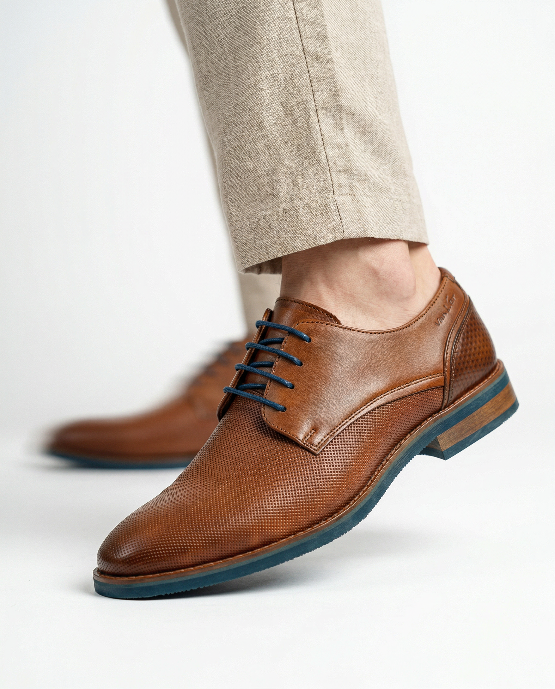 Hell cognac gladleren Amalfi veterschoen