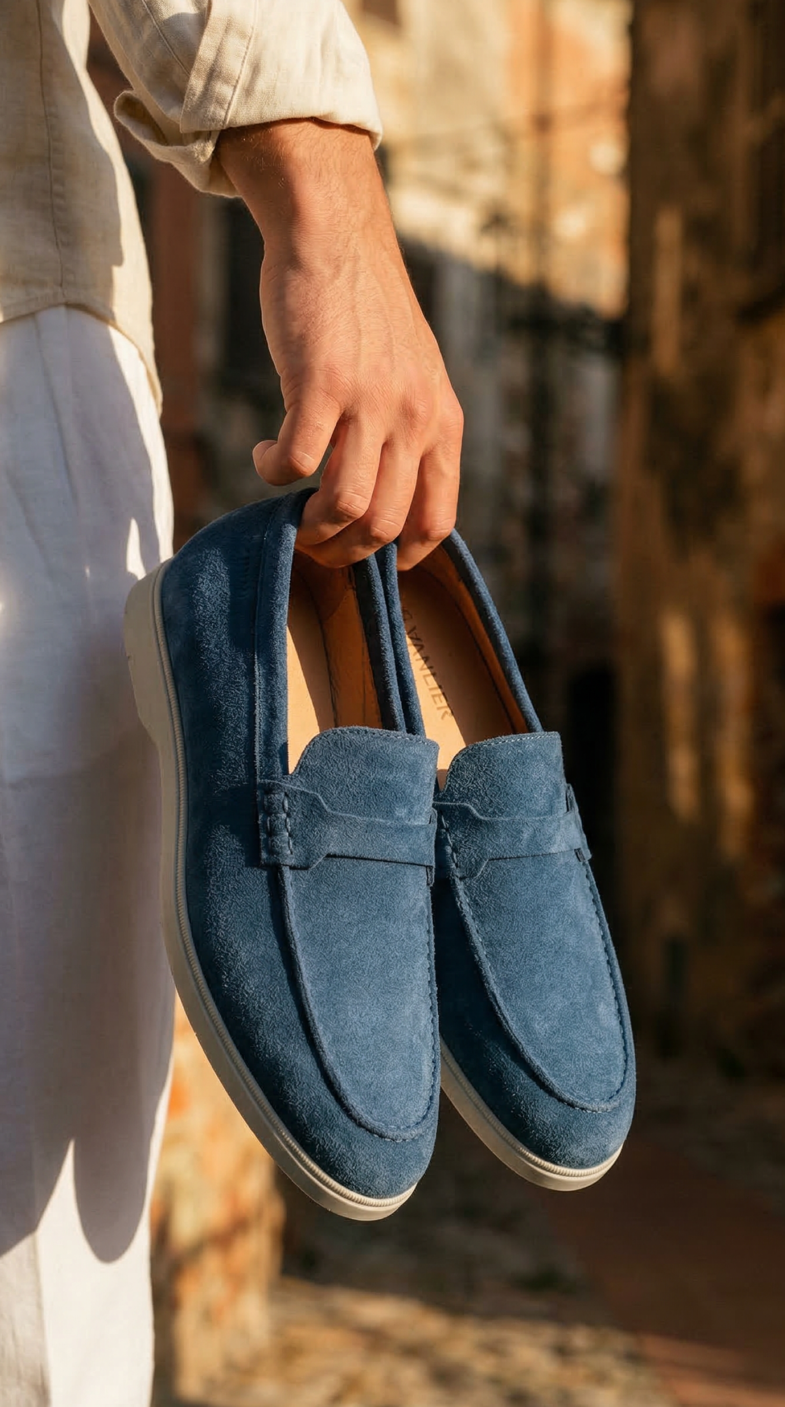Blauw suède Ascona-H loafer