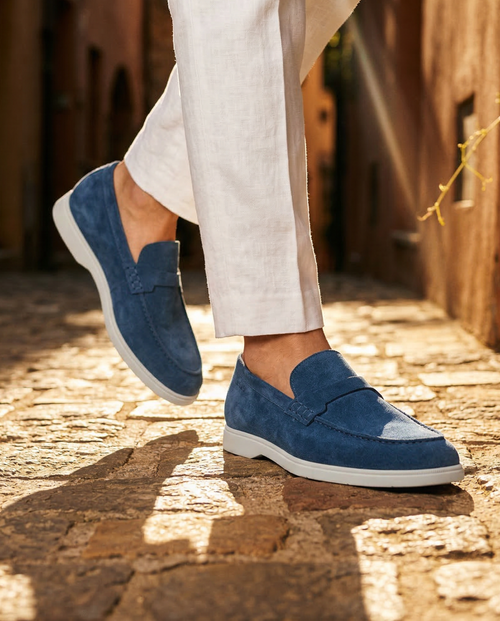 Blauw suède Ascona-H loafer