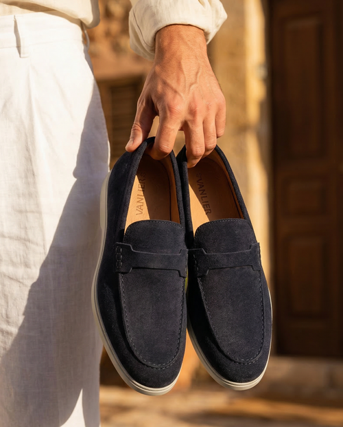 Navy blauw suède Ascona-H loafer