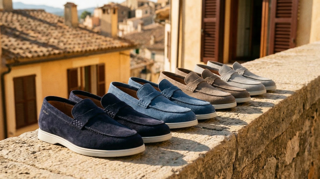 Navy blauw suède Ascona-H loafer