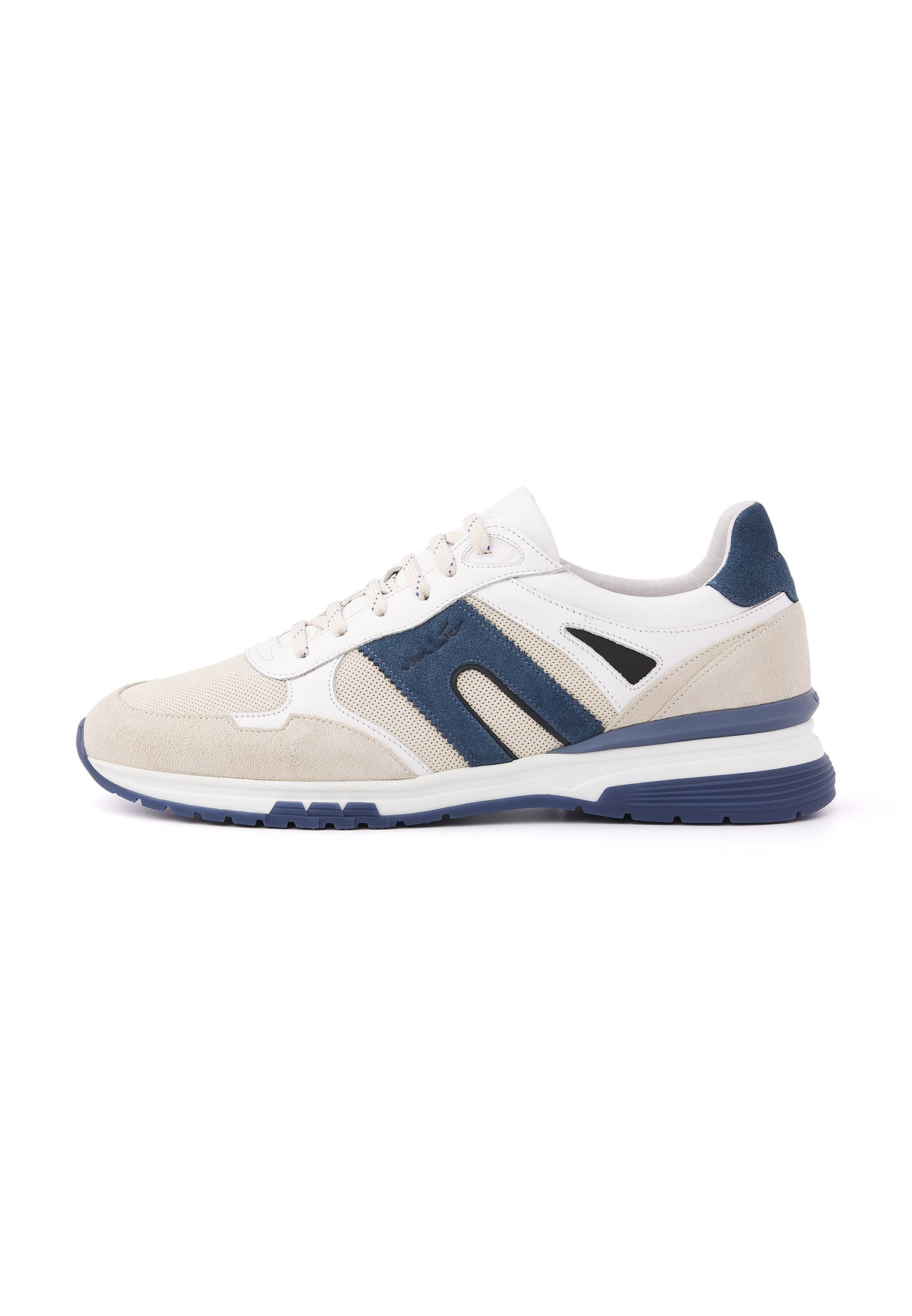 Beige blauw suède combi Veneto sneaker