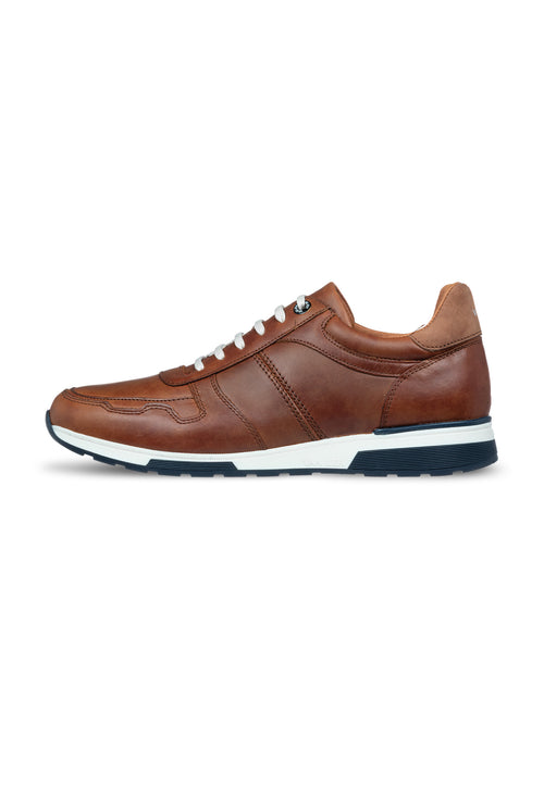 Cognac gladleren Positano sneaker
