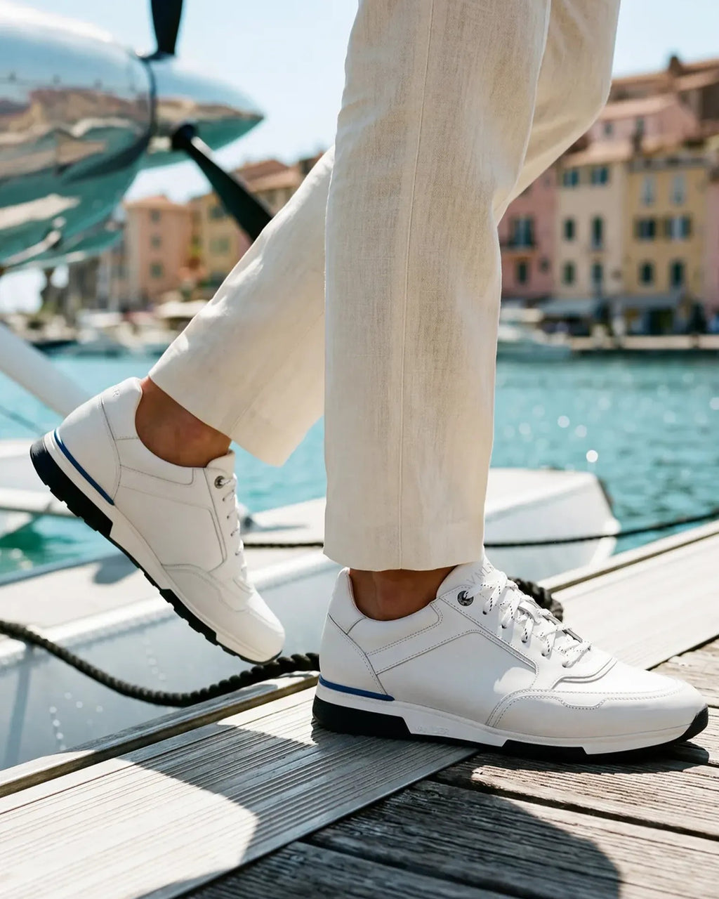 Weißer Glattleder Positano Sneaker
