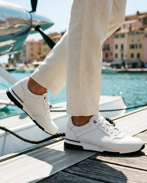 Weißer Glattleder Positano Sneaker