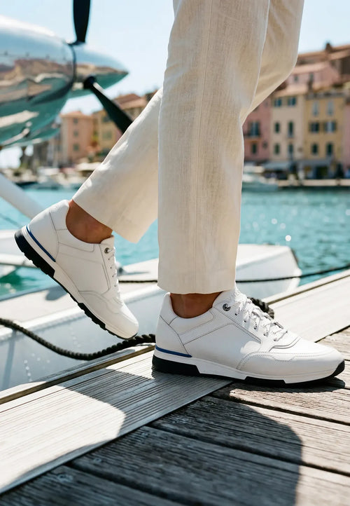 Weißer Glattleder Positano Sneaker