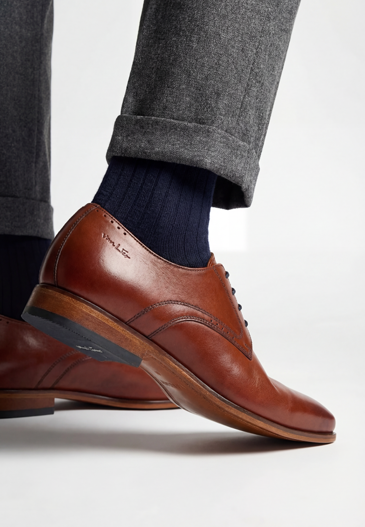 Cognac Glattleder Rhodes Schnürschuh